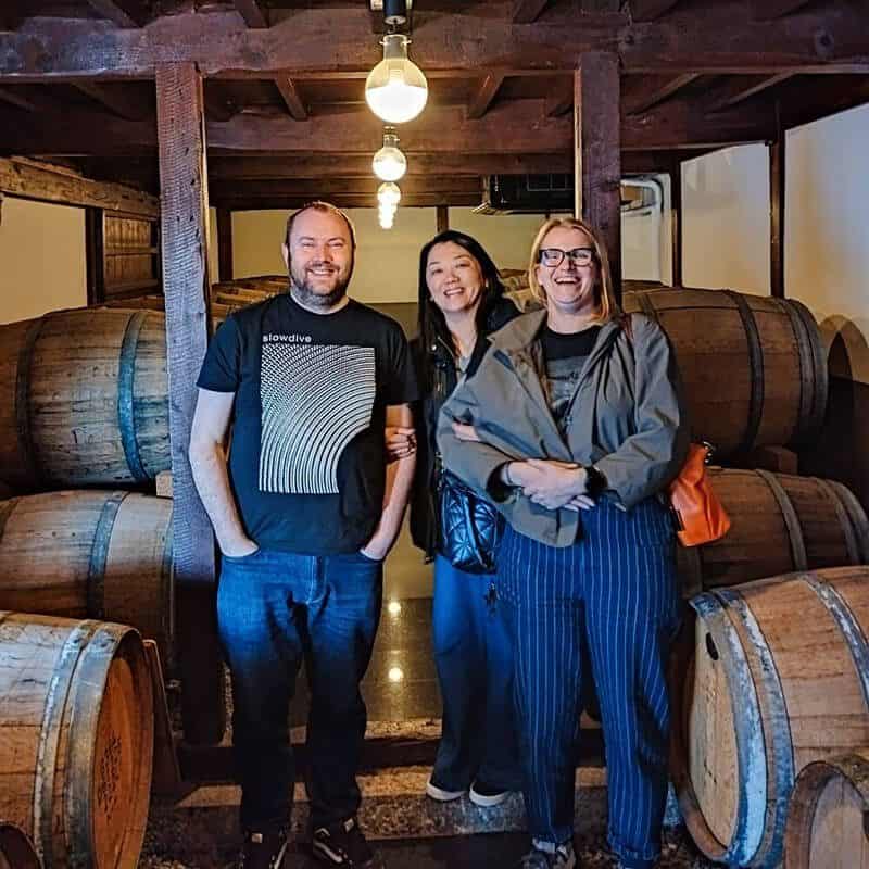 Guests exploring a traditional wine cellar in Yamanashi