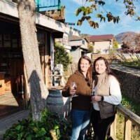 Two guests tasting wine at a winery in Katsunuma, Yamanashi
