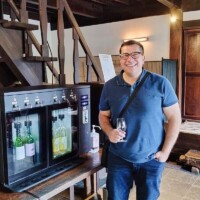 Guest tasting wine at Haramo Winery in Katsunuma, Yamanashi